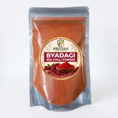 Hilvera Pure Byadgi Red Chilli Powder stand-up pouch packaging