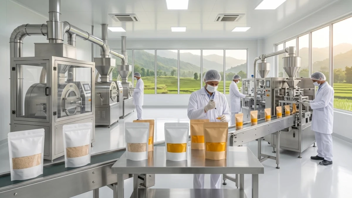 Private label food contract manufacturing and packaging line at Upfront Enterprise in Dehradun